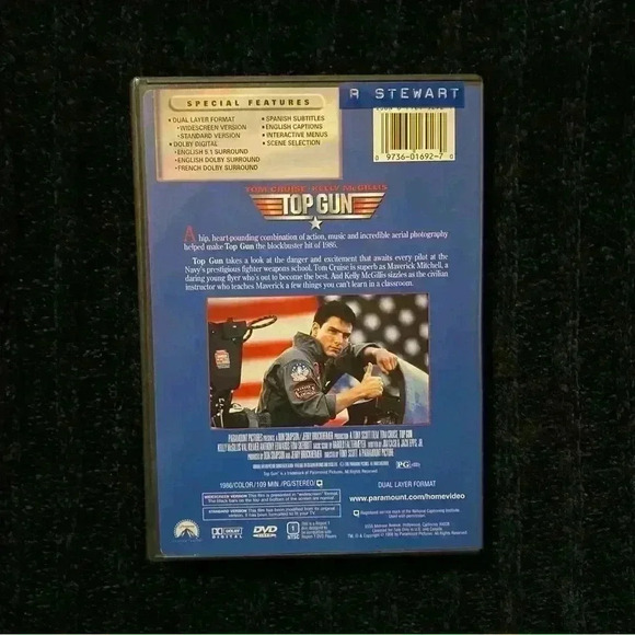 Top Gun DVD 1986 Tom Cruise Kelly McGinnis Val Kilmer Widescreen - Picture 2 of 4